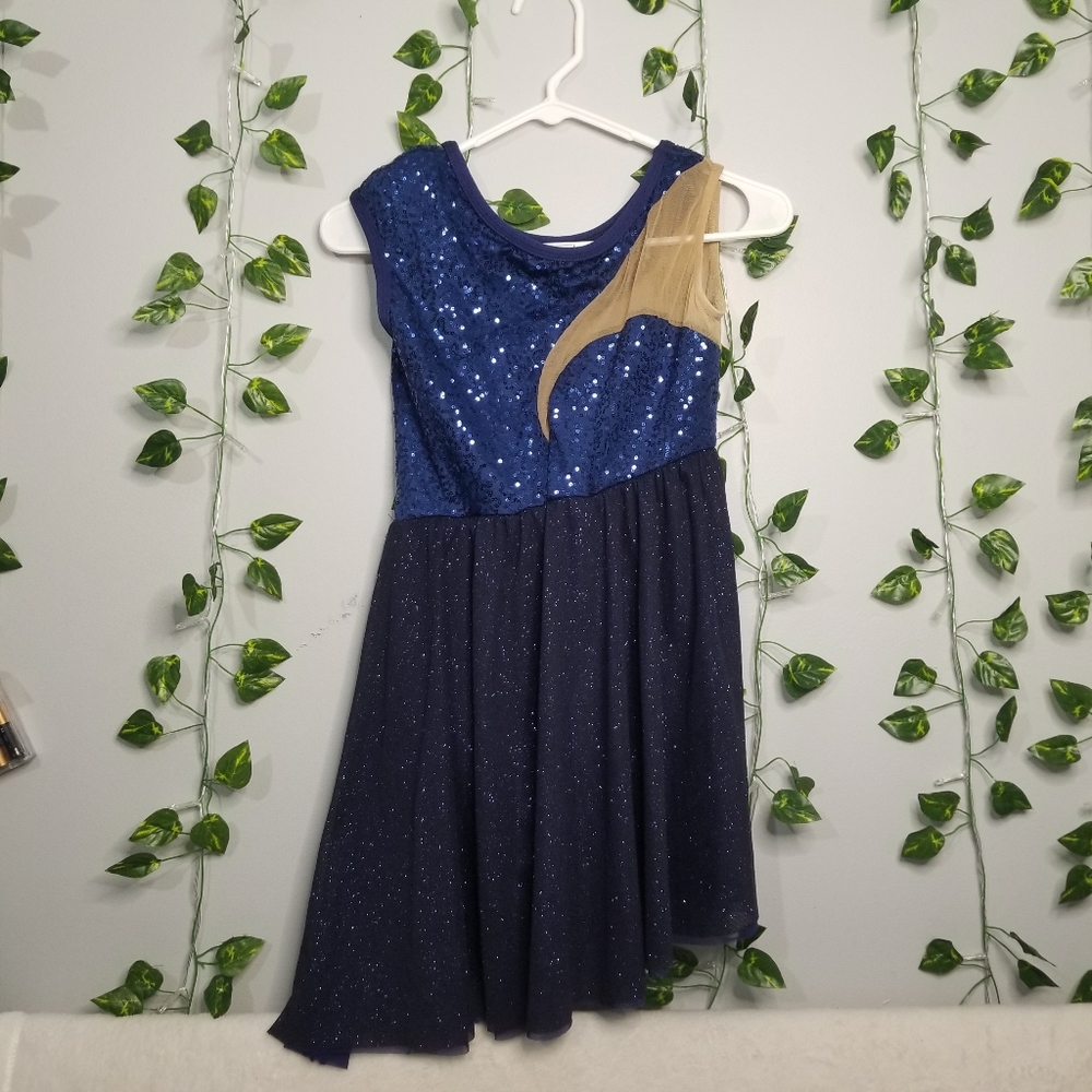 A Wish Come True Girls Small Navy Sequin Asymmetrical Dance Dress …